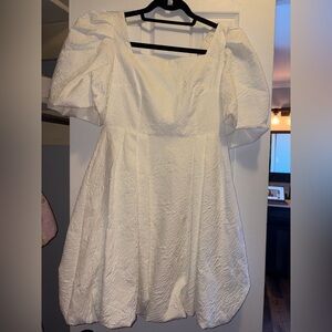 White Bubble Dress With Puff Sleeves
